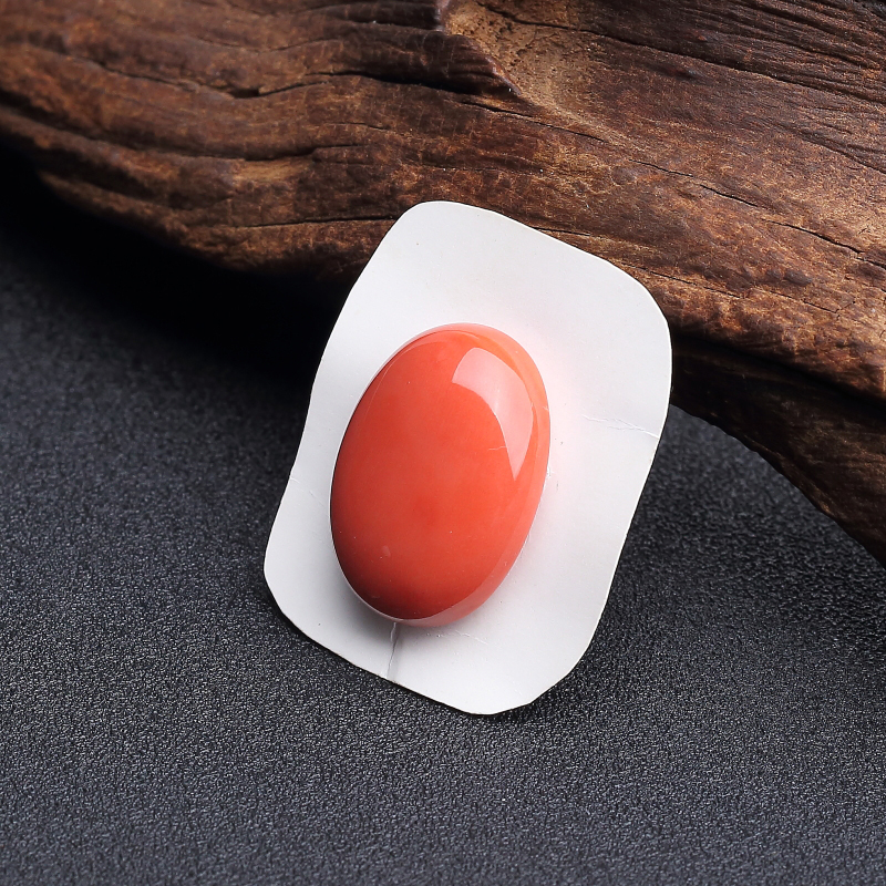天然momo橘红珊瑚戒面 - 红掌柜
