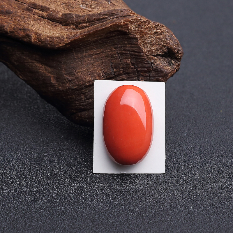 台湾天然momo橘红珊瑚戒面 - 红掌柜