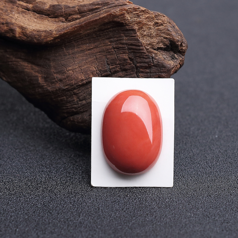 台湾天然momo橘红珊瑚戒面 - 红掌柜