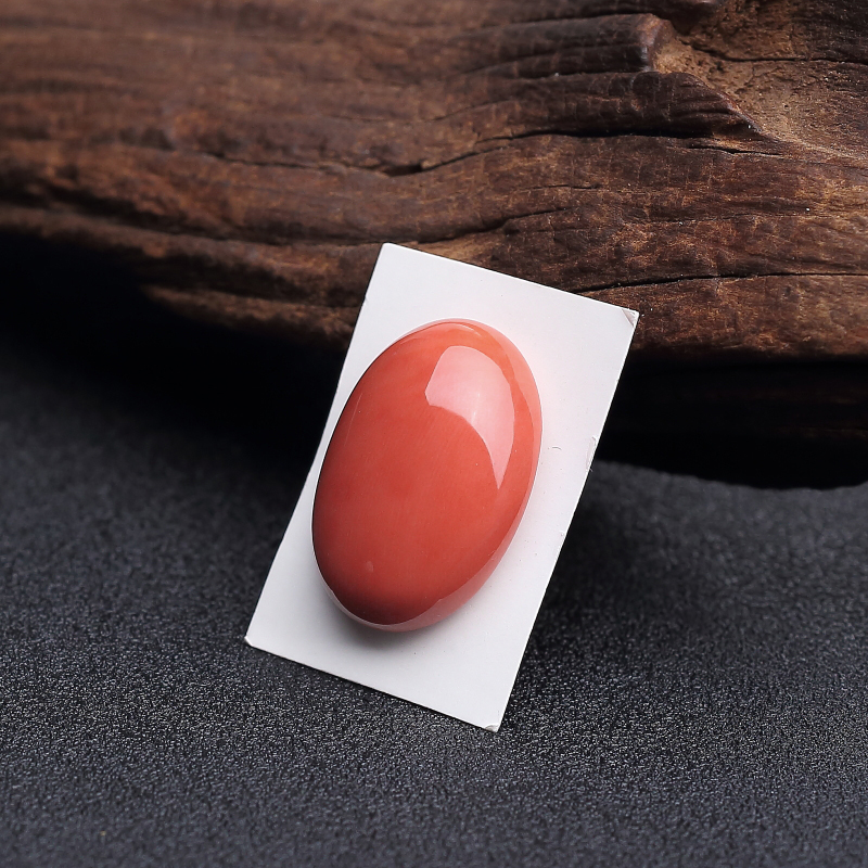 天然momo橘红珊瑚戒面 - 红掌柜