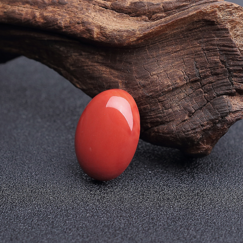 天然momo橘红珊瑚戒面 - 红掌柜