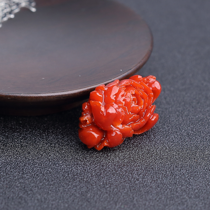 阿卡红珊瑚花吊坠 - 红掌柜