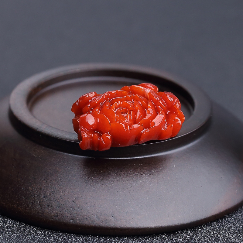 天然日本阿卡深红珊瑚挂坠 - 红掌柜