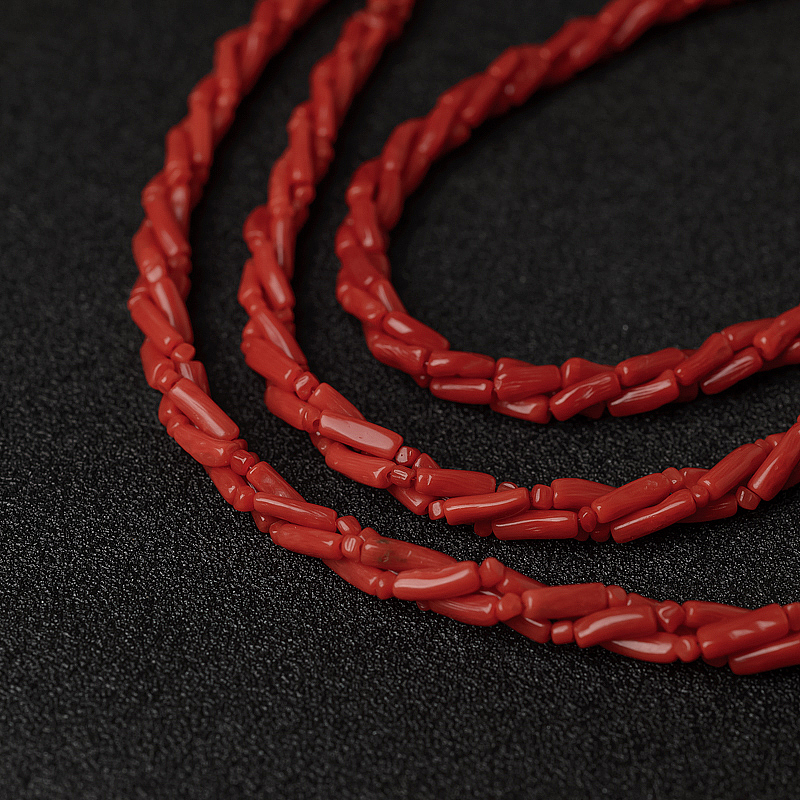 意大利天然沙丁朱红珊瑚两件套-红掌柜