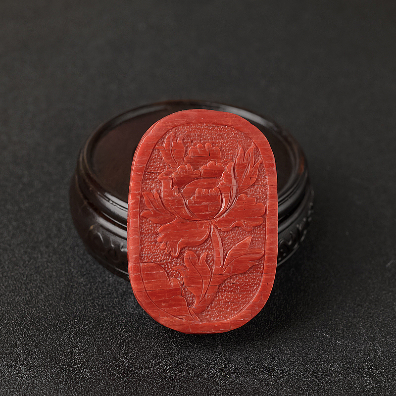 意大利拼接沙丁正红珊瑚牡丹吊坠-红掌柜