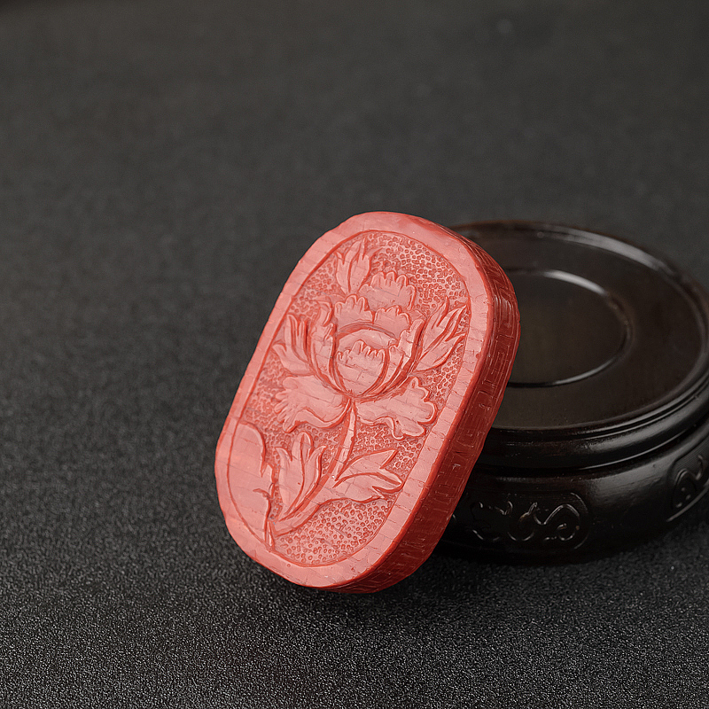 拼接沙丁正红珊瑚牡丹吊坠-红掌柜