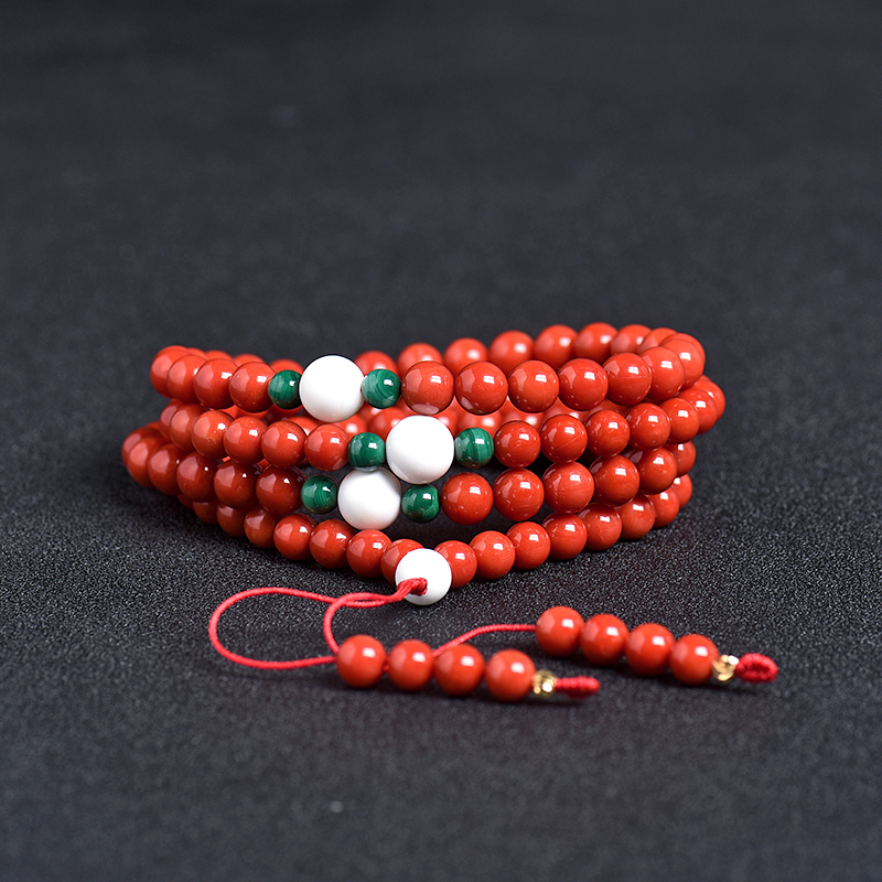 7.5mm沙丁正红珊瑚108佛珠-红掌柜