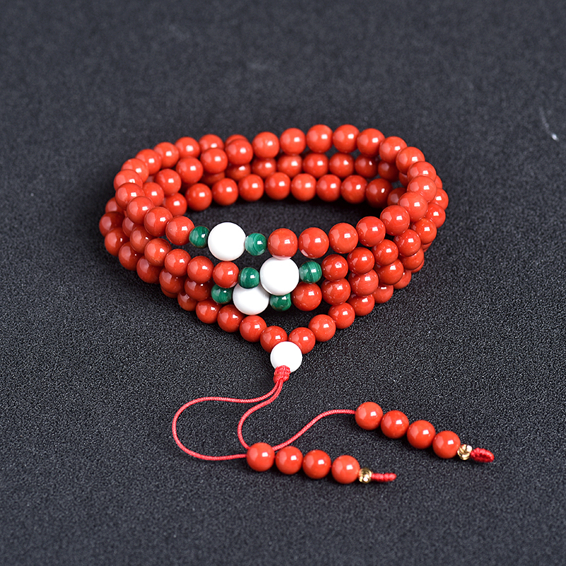 沙丁正红珊瑚108佛珠-红掌柜