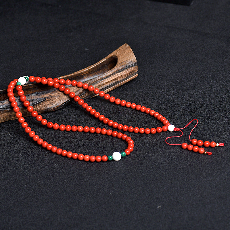 沙丁珊瑚108佛珠-红掌柜