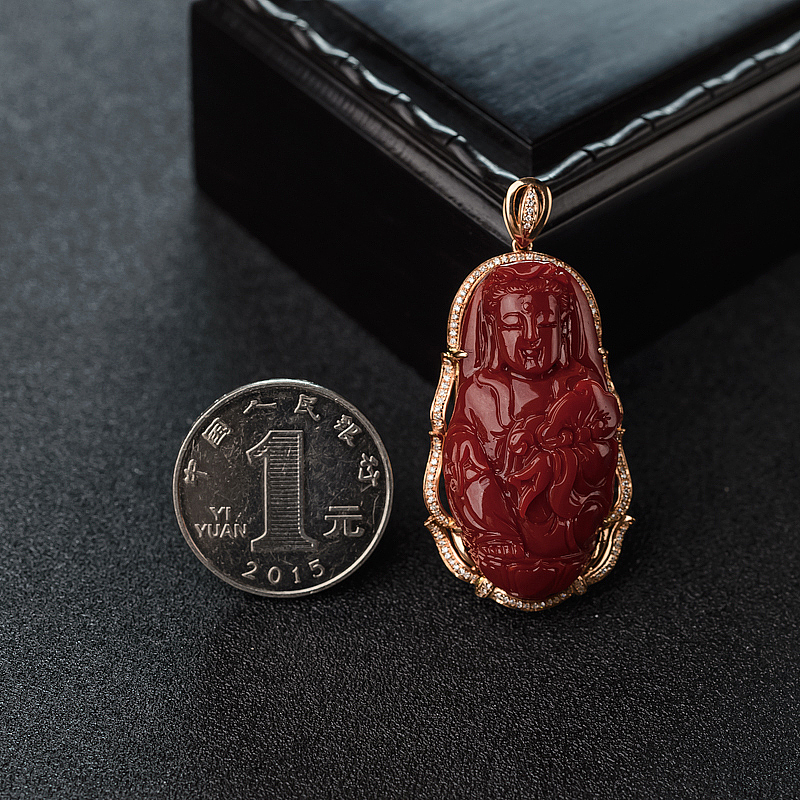 阿卡珊瑚观音吊坠-红掌柜