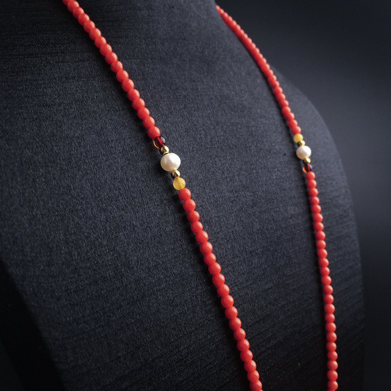 沙丁红珊瑚佛珠手串-红掌柜