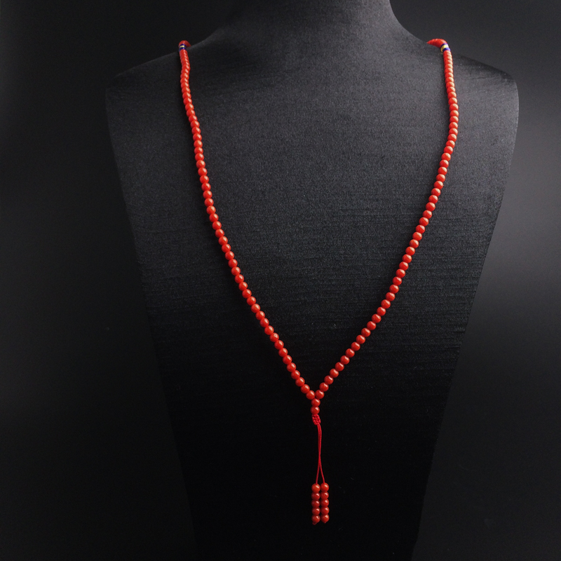 沙丁红珊瑚佛珠项链-红掌柜