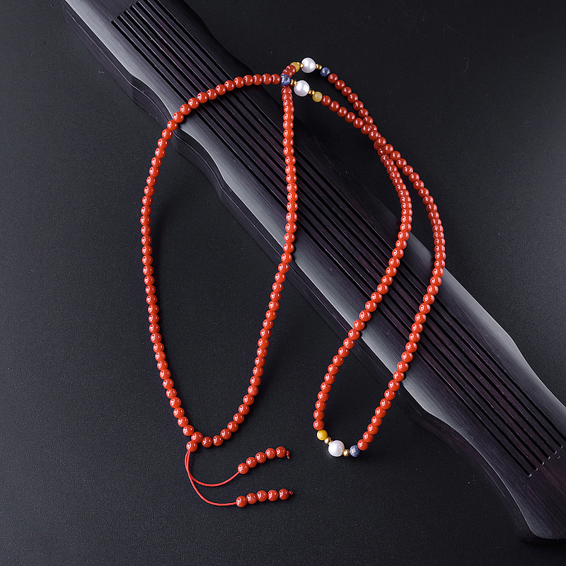 沙丁红珊瑚圆珠项链 - 红掌柜
