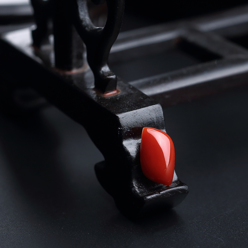 天然阿卡红珊瑚戒面 - 红掌柜