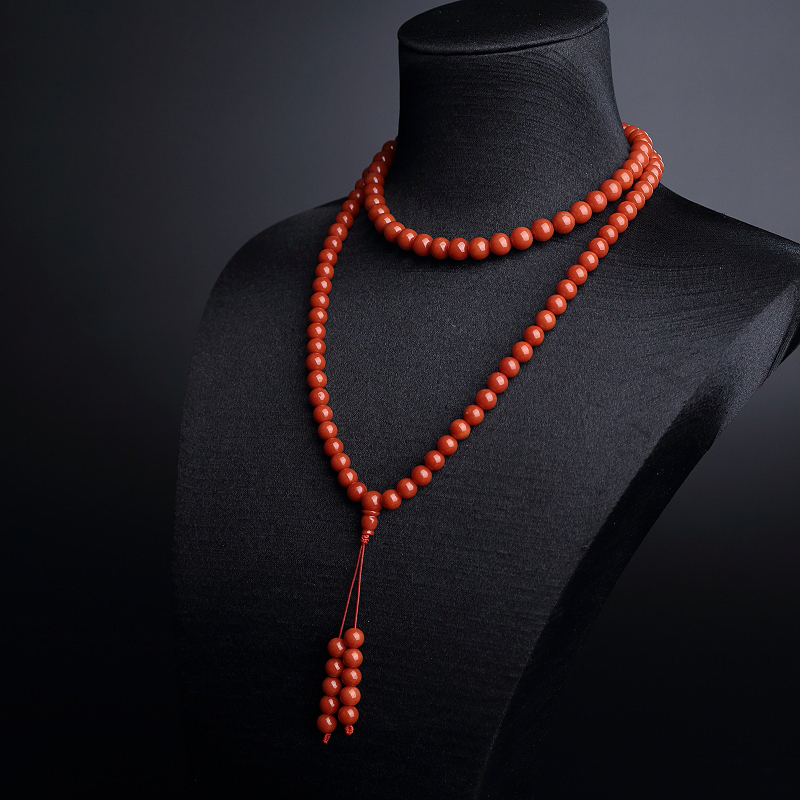6.5mm天然沙丁红珊瑚佛珠-红掌柜
