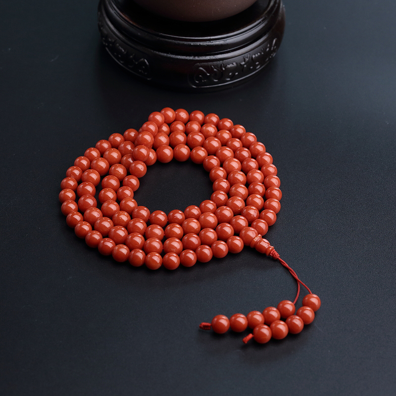 6.5mm意大利天然红珊瑚佛珠-红掌柜