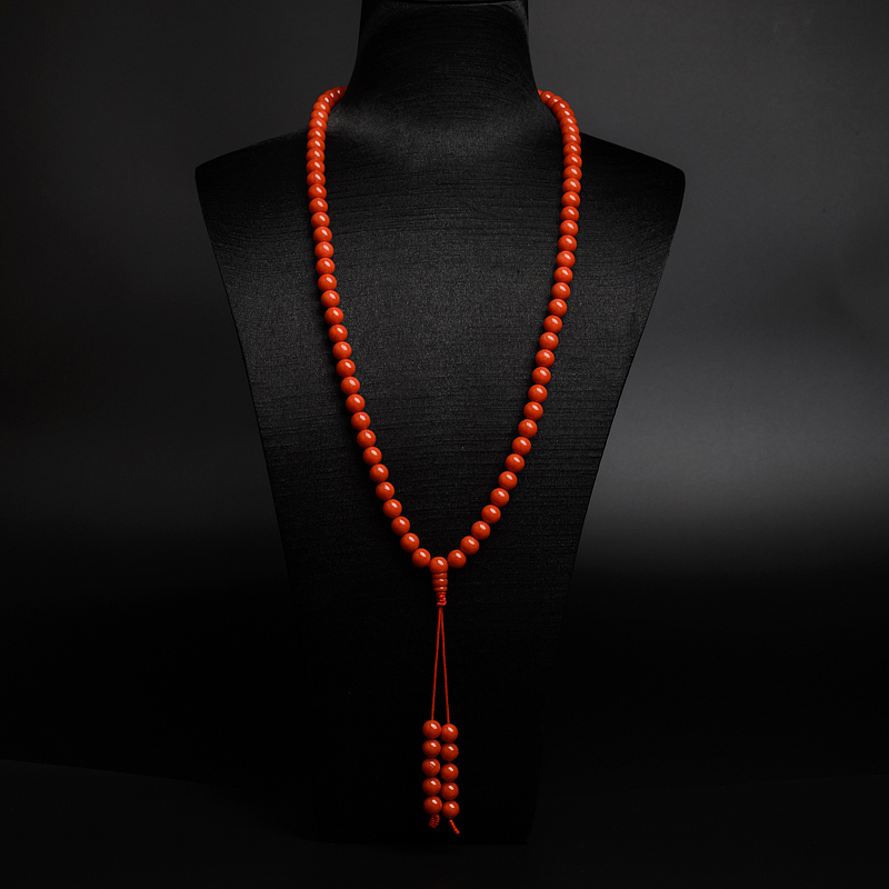意大利天然沙丁红珊瑚佛珠-红掌柜