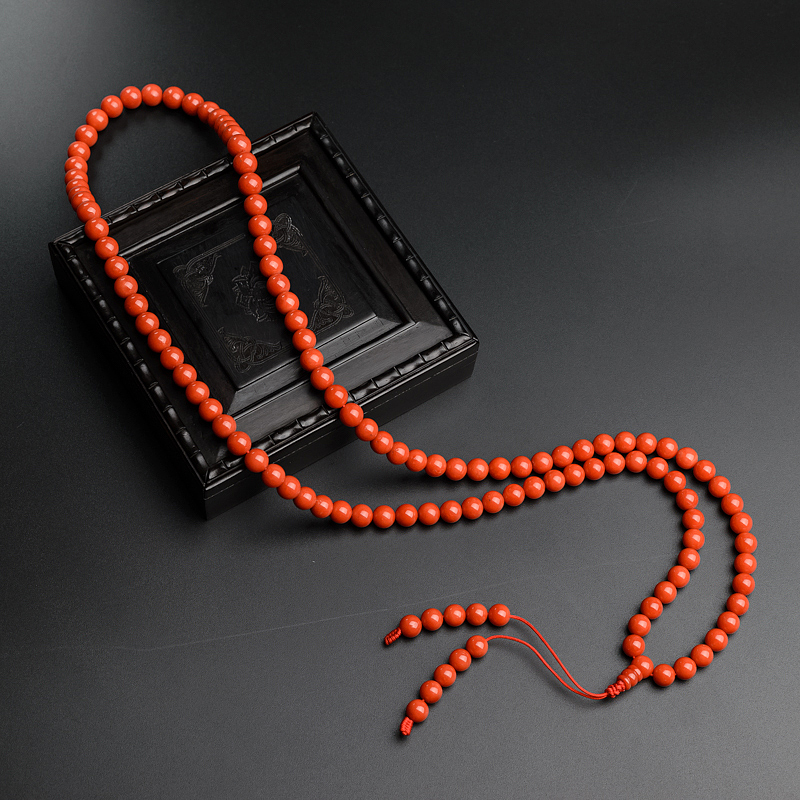意大利沙丁红珊瑚佛珠-红掌柜
