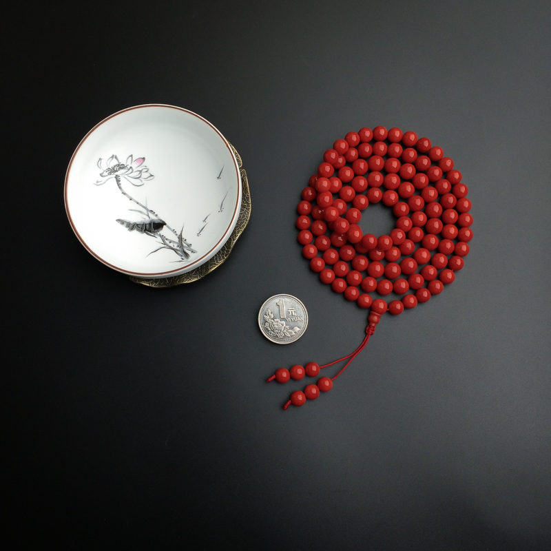 7.5mm沙丁深红珊瑚佛珠-红掌柜