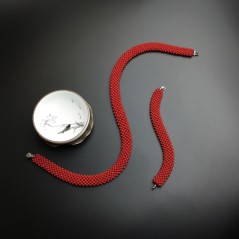 意大利天然红珊瑚圆珠套装-红掌柜
