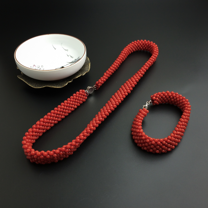 沙丁红珊瑚圆珠套装-红掌柜