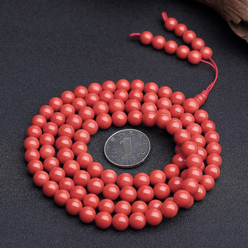沙丁橘红珊瑚108佛珠-红掌柜