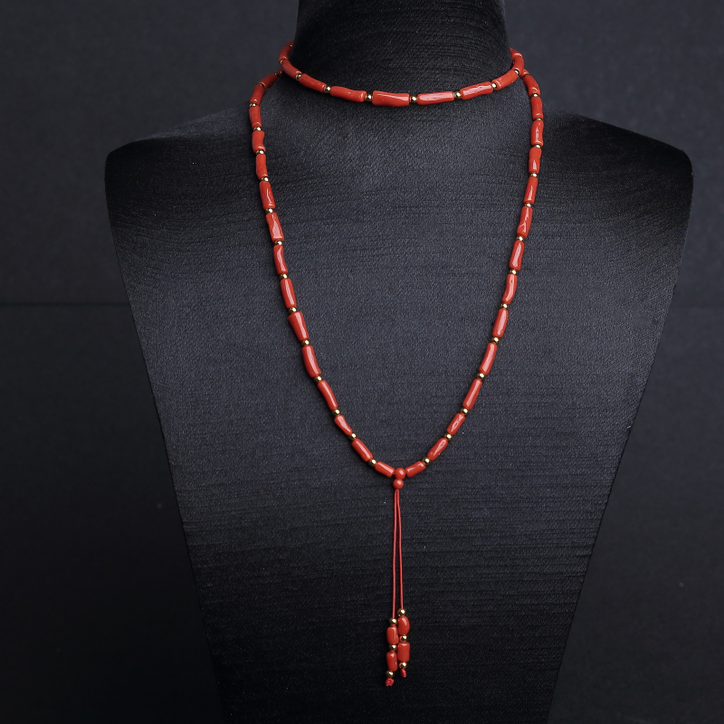 天然意大利沙丁正红珊瑚项链-红掌柜