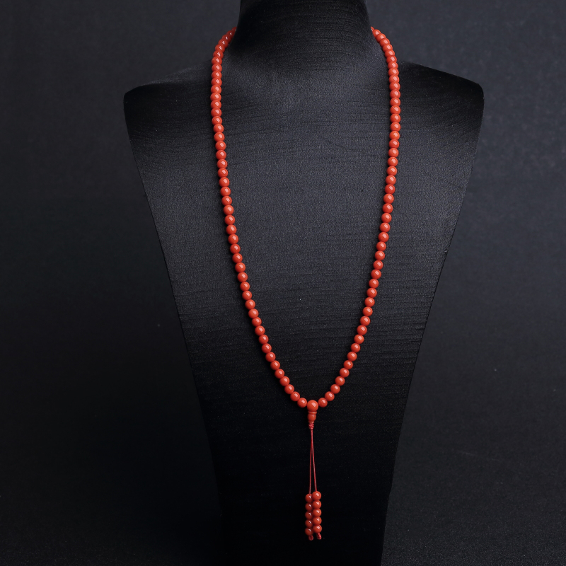 5.5mm沙丁朱红珊瑚108佛珠-红掌柜