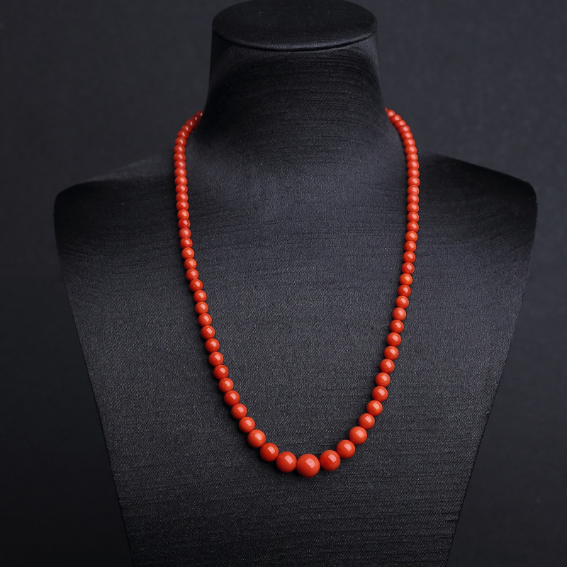 天然意大利沙丁朱红珊瑚塔链-红掌柜