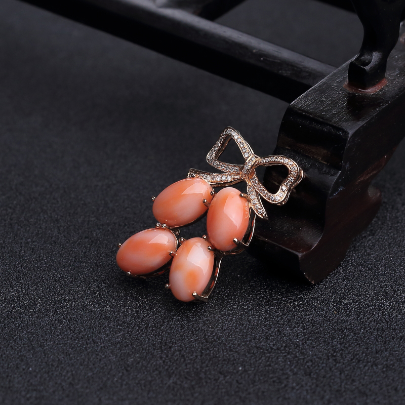 台湾天然MISU粉色珊瑚吊坠-红掌柜