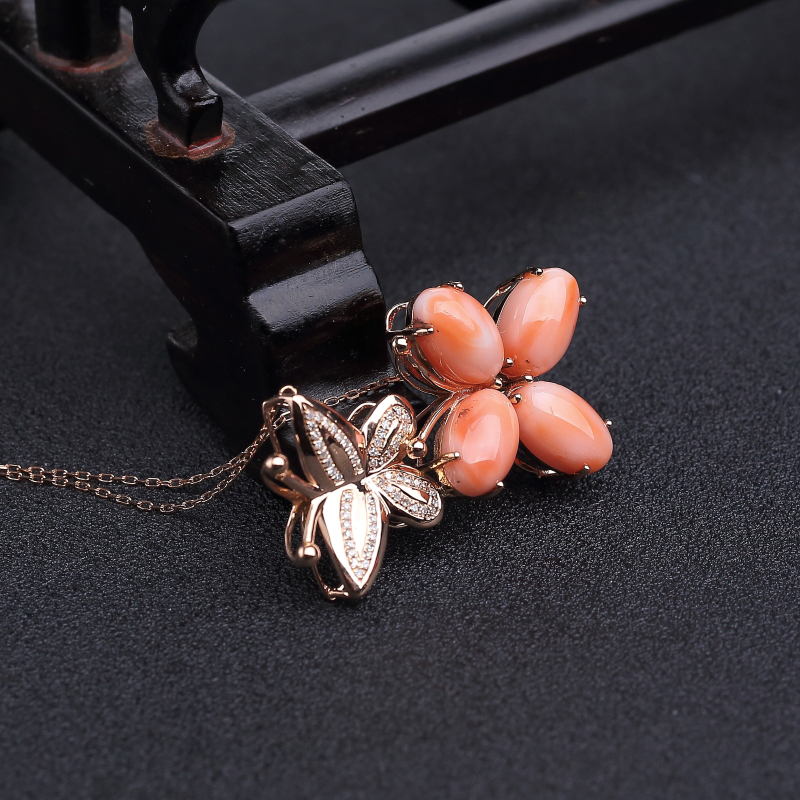 台湾天然MISU粉色珊瑚项链-红掌柜