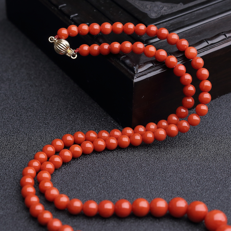 意大利天然沙丁珊瑚塔链-红掌柜