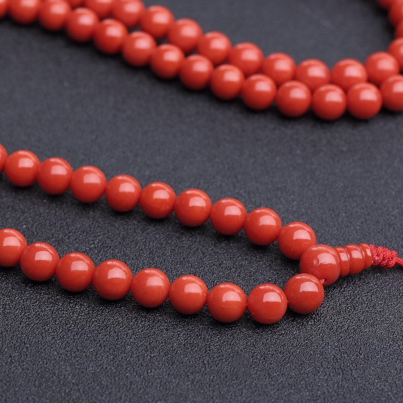 意大利天然沙丁珊瑚108佛珠-红掌柜