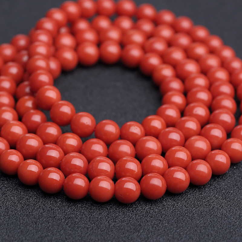 意大利天然沙丁朱红珊瑚佛珠-红掌柜