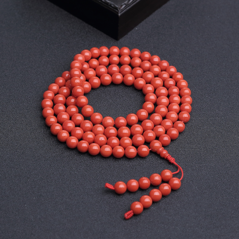 意大利沙丁朱红珊瑚108佛珠-红掌柜