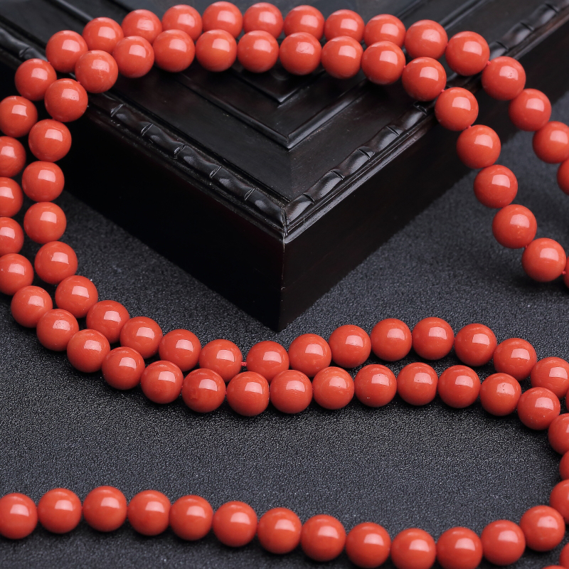 意大利天然朱红珊瑚108佛珠-红掌柜