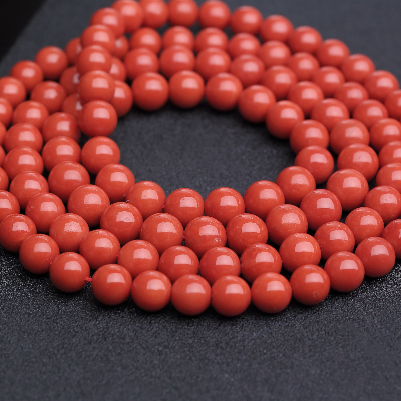 意大利天然沙丁朱红珊瑚佛珠-红掌柜