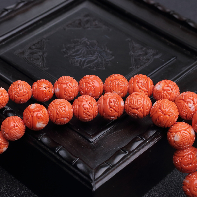 天然橘红珊瑚塔链-红掌柜