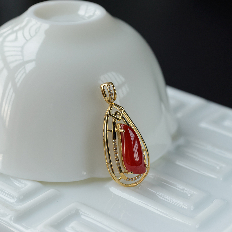 阿卡红珊瑚吊坠-红掌柜