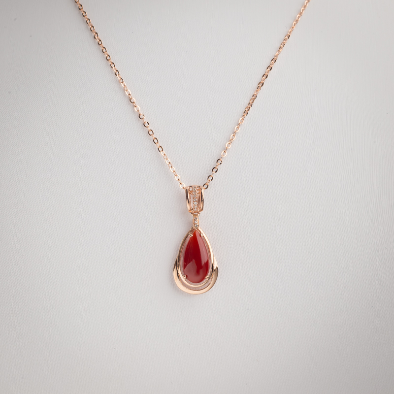 日本天然阿卡红珊瑚吊坠-红掌柜