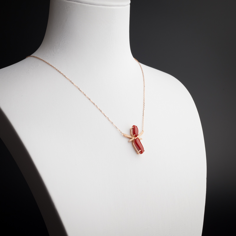 日本天然阿卡红珊瑚锁骨链-红掌柜