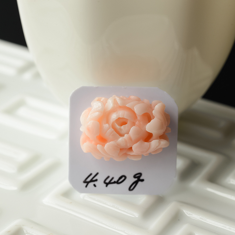 MOMO珊瑚牡丹花戒面-红掌柜