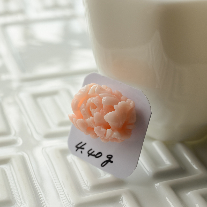 珊瑚牡丹花戒面-红掌柜