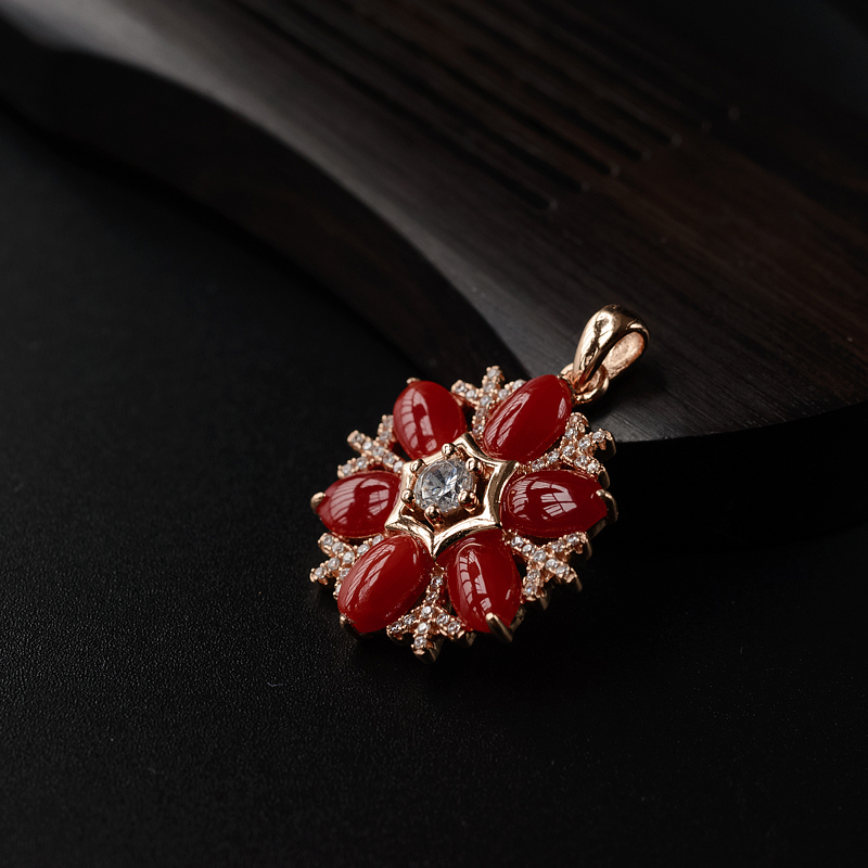 珊瑚雪花吊坠-红掌柜