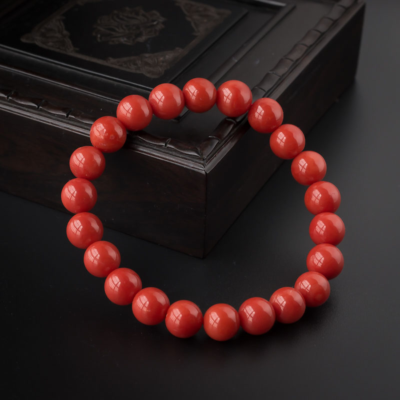 意大利天然沙丁红珊瑚手串-红掌柜