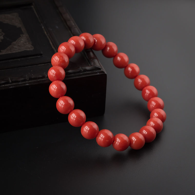 天然沙丁红珊瑚手串-红掌柜