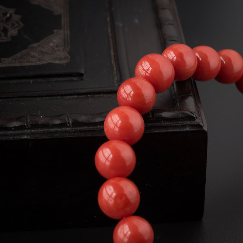 意大利天然红珊瑚手串-红掌柜