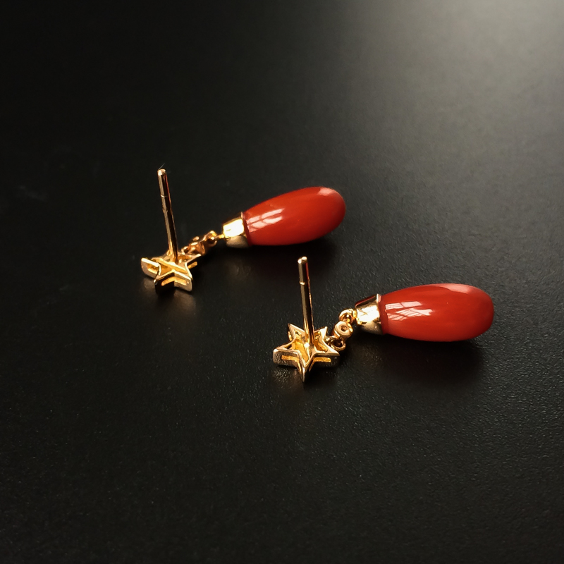 红珊瑚耳钉 - 红掌柜