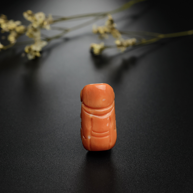 台湾天然红珊瑚财神吊坠-红掌柜