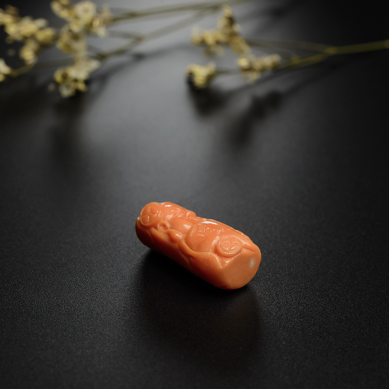 台湾天然MOMO红珊瑚吊坠-红掌柜